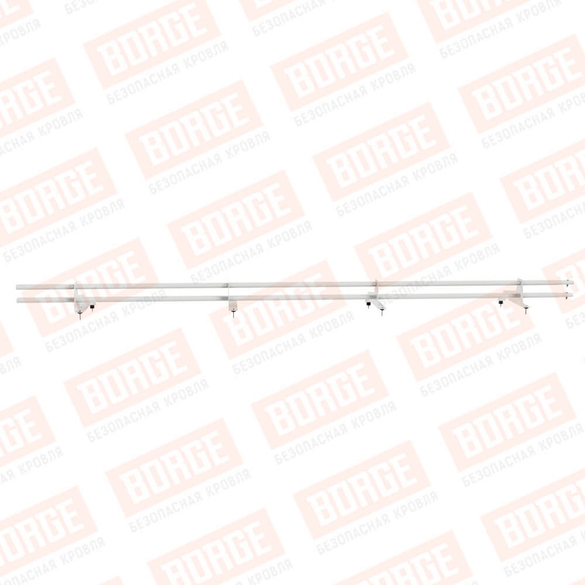 Снегозадержатель трубчатый Русский Рубеж 3м, 4 опоры, для МЧ с выс. ступенькой, сигнально-белый (RAL 9003), 400мм