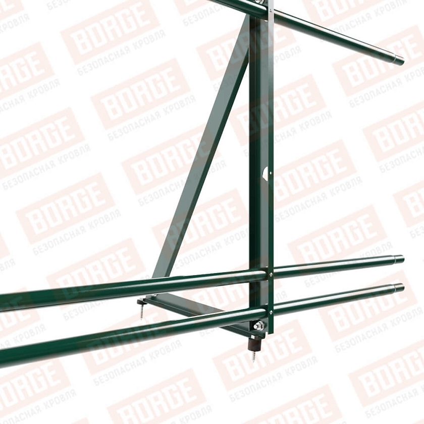 Ограждение кровельное Русский Рубеж H-90см, 3м, зеленый мох (RAL 6005), с двумя доп. трубами