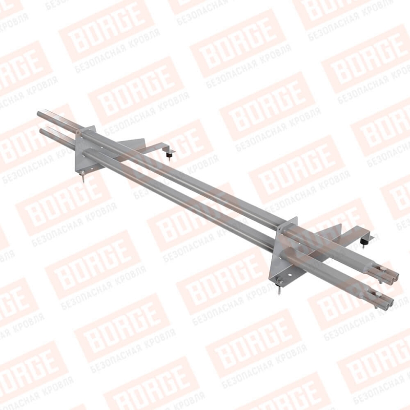 Снегозадержатель трубчатый BORGE 1,5м, 2 опоры, для МЧ с выс. ступ., сигнально-серый (RAL 7004), 400мм