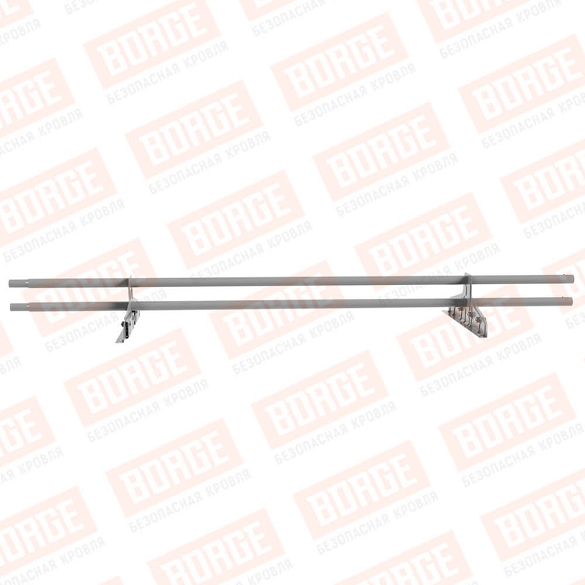 Снегозадержатель трубчатый Русский Рубеж D-25мм, 1,5м, 2 опоры, для фальц. кров., сигнально-серый (RAL 7004)