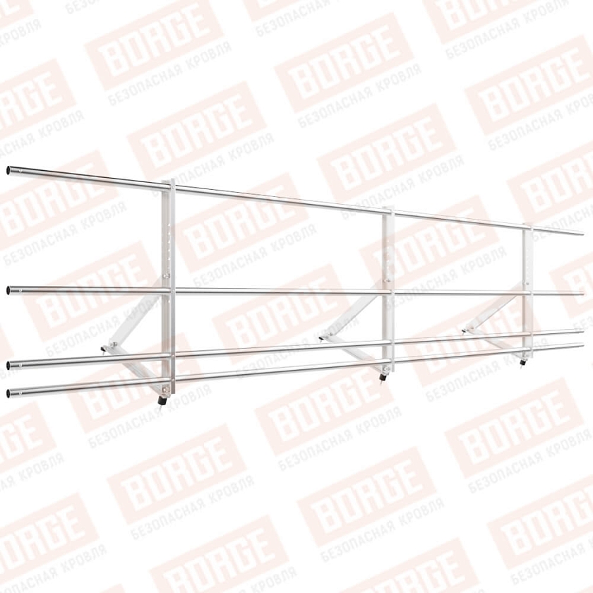 Ограждение кровельное Русский Рубеж H-60см, 3м, цинк, с двумя доп. трубами
