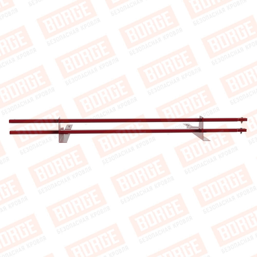 Снегозадержатель трубчатый BORGE 1,5м, 2 опоры, для композит. черепицы, рубиново-красный (RAL 3003)