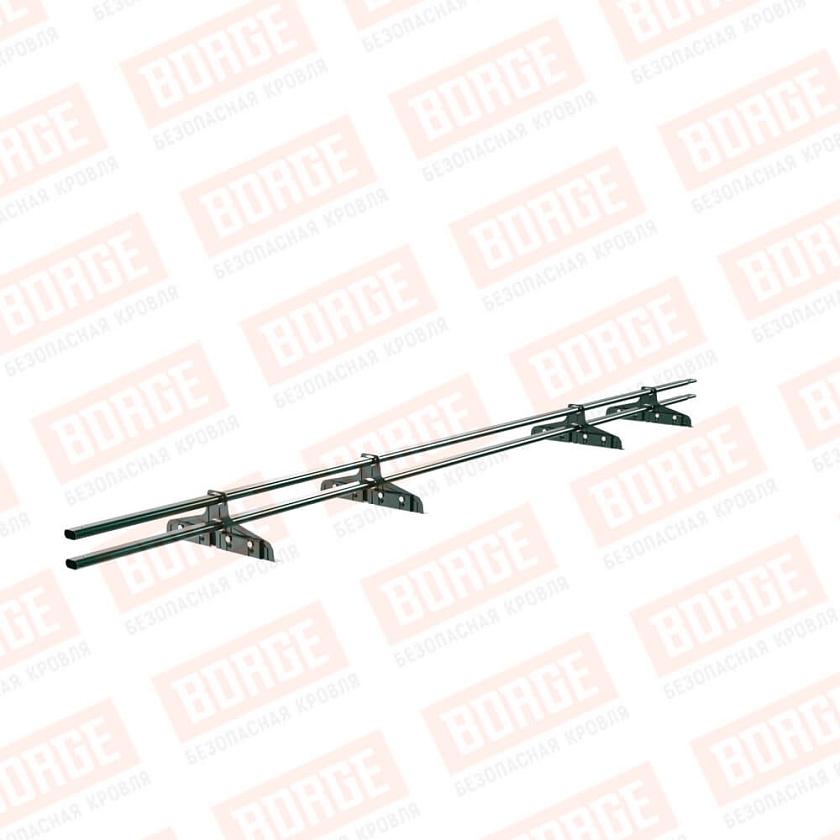 Снегозадержатель трубчатый Русский Рубеж 20х40мм, 3м, 4 опоры, для фальц. кровли, зеленый мох (RAL 6005)