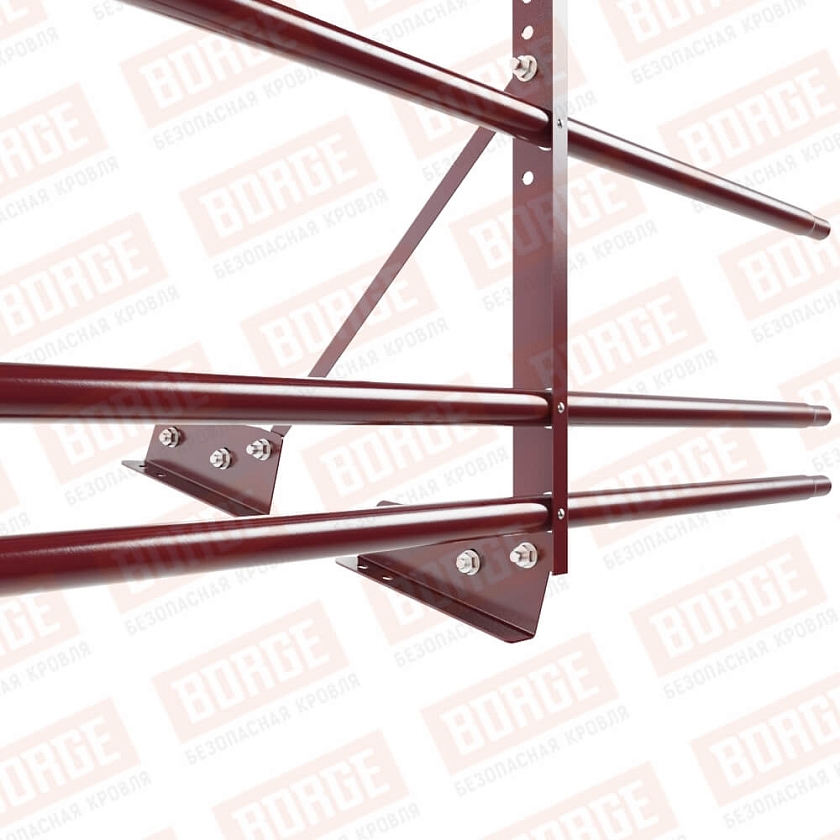 Ограждение декоративное NewLine H-60см, 3м, для фальц. кров., красное вино (RAL 3005), с двумя доп. трубами