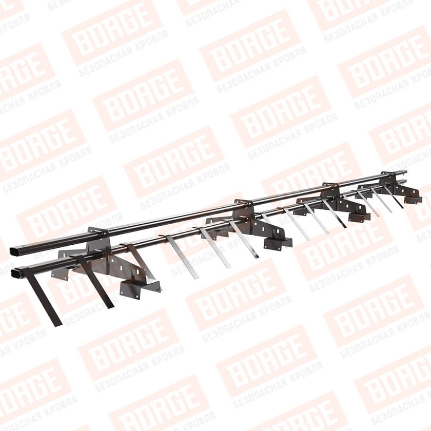 Снегозадержатель трубчатый BORGE 3м, 4 опоры, для профнастила Н-114, серо-коричневый (RR 32)