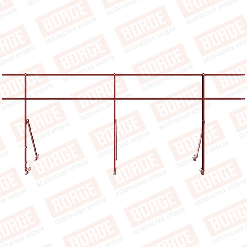 Ограждение кровельное Русский Рубеж H-120см, 3м, для фальцевой кровли, коричнево-красный (RAL 3011)