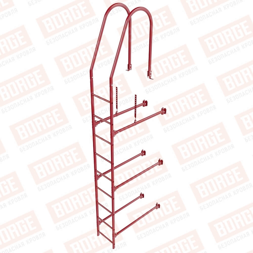 Комплект лестница фасадная BORGE (верхняя секция), 2,7м, рубиново-красный (RAL 3003)