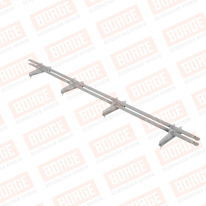 Снегозадержатель трубчатый BORGE 3м, 4 опоры, бело-алюминиевый (RAL 9006)