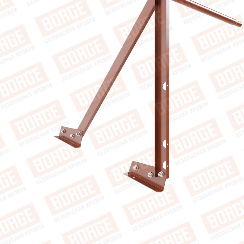 Ограждение кровельное Русский Рубеж H-90см, 3м, для фальцевой кровли, терракотовый (RAL 8004)