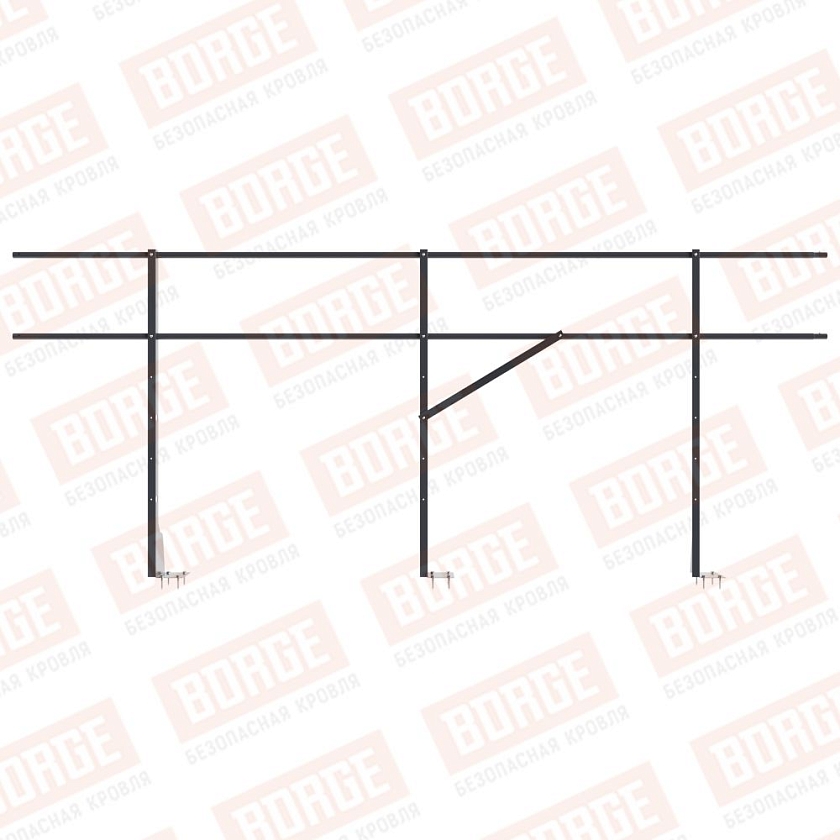 Ограждение плоских кровель Русский Рубеж Н-120, 3м, верхнее крепление, серый графит (RAL 7024)