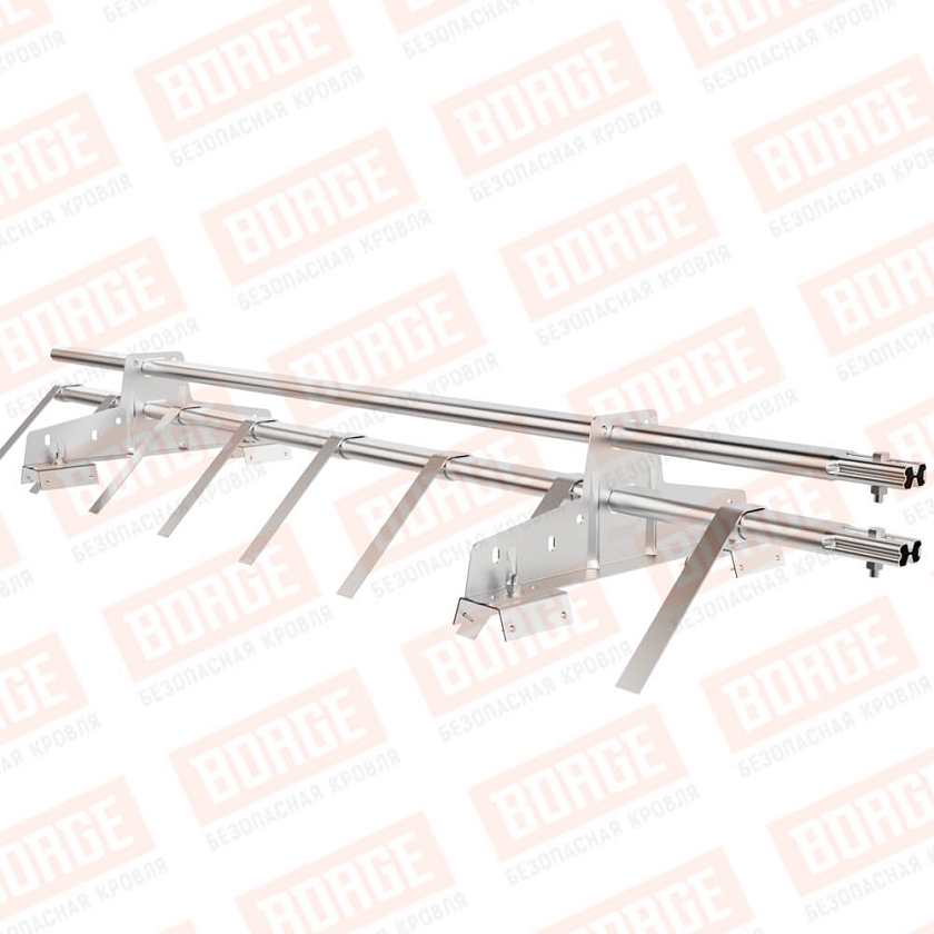 Снегозадержатель трубчатый BORGE 1,5м, 2 опоры, для профнастила Н-60, Н-75, цинк