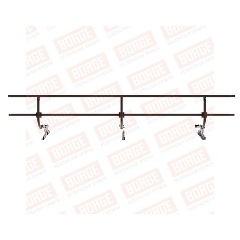 Ограждение кровельное BORGE H-60см, 3м, для фальцевой кровли, коричневый шоколад (RAL 8017 matt)