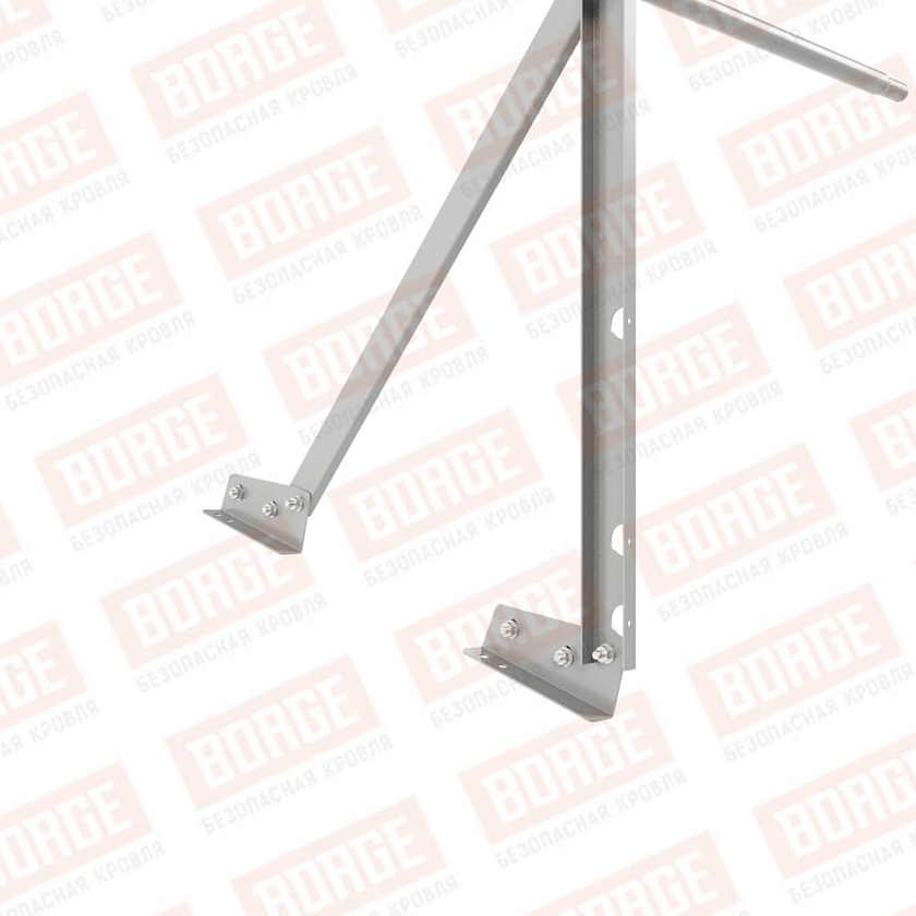 Ограждение кровельное Русский Рубеж H-90см, 3м, для фальцевой кровли, бело-алюминиевый (RAL 9006)