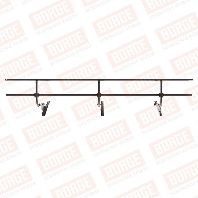 Ограждение кровельное BORGE H-60см, 3м, для черепичной кровли, серо-коричневый (RAL 8019 matt)