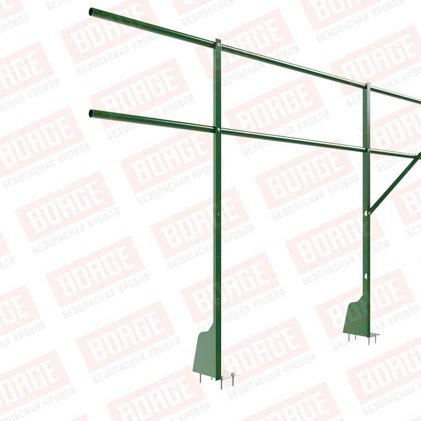 Ограждение плоских кровель Русский Рубеж Н-120, 3м, верхнее крепление, лиственно-зеленый (RAL 6002)