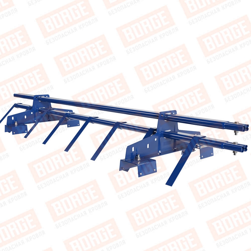 Снегозадержатель трубчатый BORGE 1,5м, 2 опоры, для профнастила Н-114, сигнально-синий (RAL 5005)