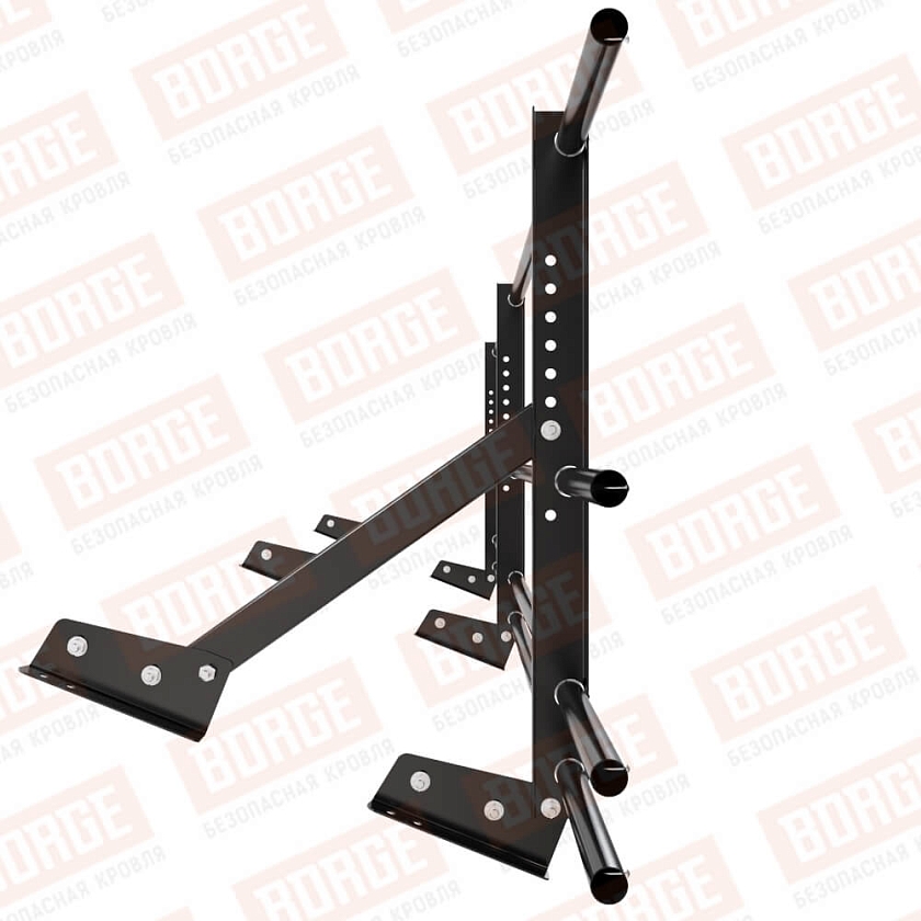 Ограждение кровельное Русский Рубеж H-60см, 3м, для фальцевой кровли, чёрный (RAL 9005), с двумя доп. трубами