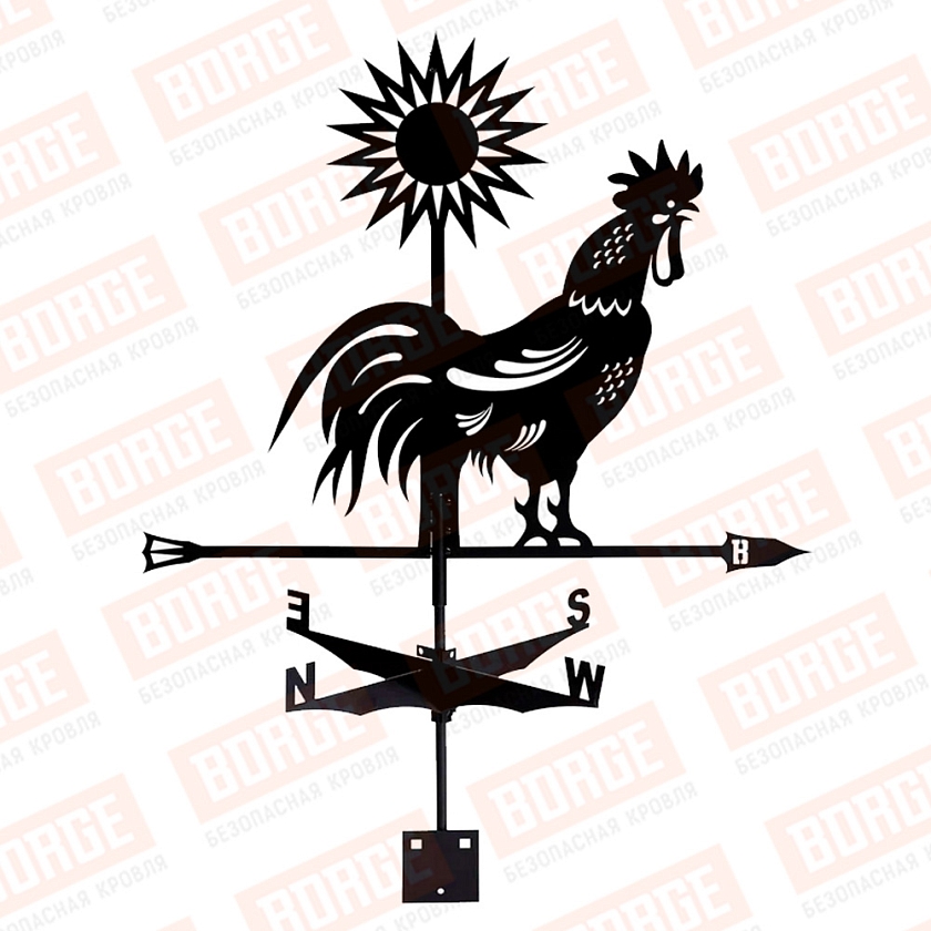 Флюгер BORGE Петух, 700х570мм, чёрный (RAL 9005 matt)
