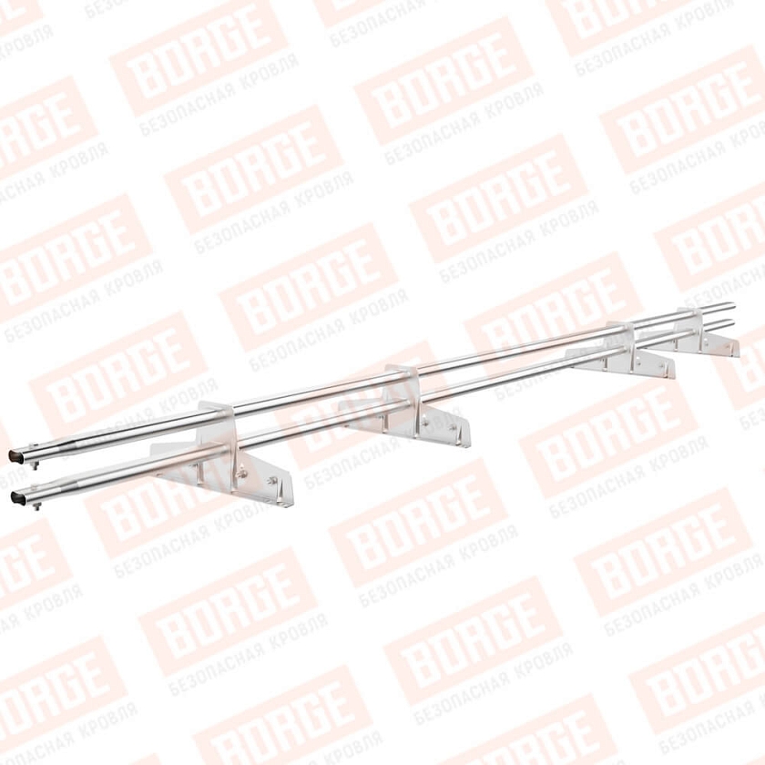 Снегозадержатель трубчатый Русский Рубеж 25х45мм, 3м, 4 опоры, для фальц. кровли, цинк