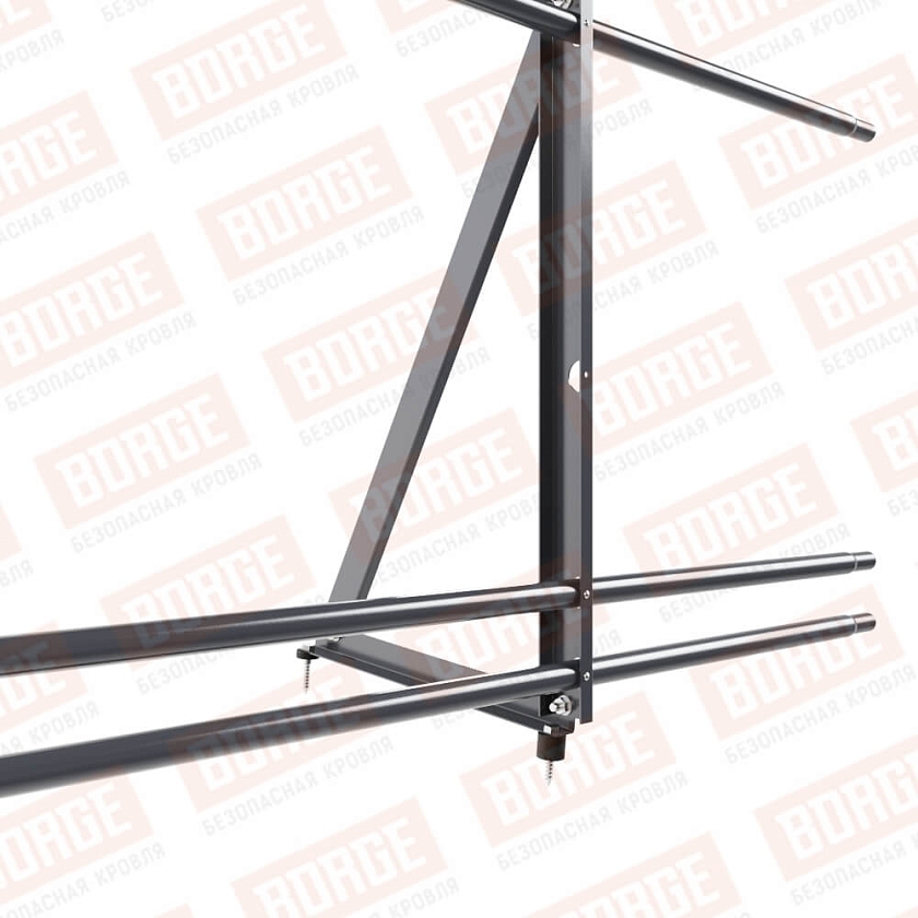 Ограждение кровельное Русский Рубеж H-90см, 3м, серый графит (RAL 7024), с двумя доп. трубами