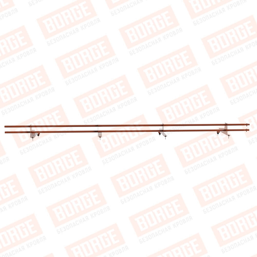 Снегозадержатель трубчатый BORGE 3м, 4 опоры, для МЧ с выс. ступ., терракотовый (RAL 8004), 400мм