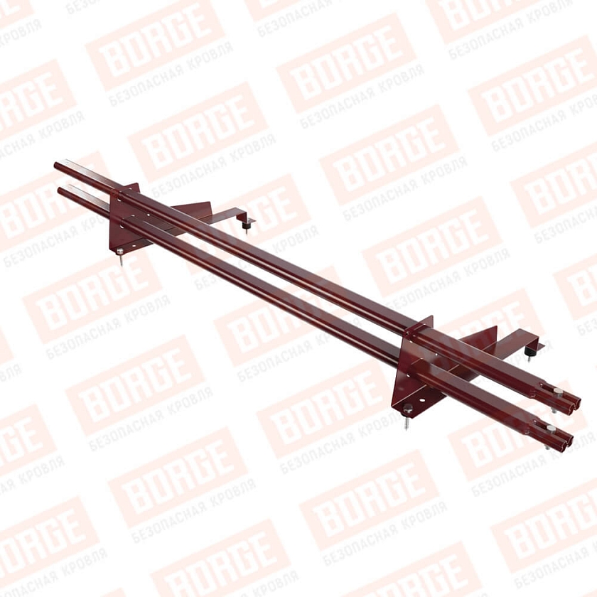 Снегозадержатель трубчатый BORGE 1,5м, 2 опоры, для МЧ с выс. ступ., красное вино (RAL 3005), 400мм