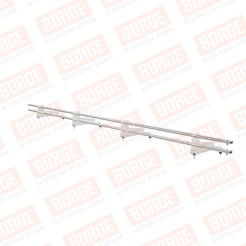 Снегозадержатель трубчатый BORGE 3м, 4 опоры, для МЧ с высокой ступенькой, цинк, 350мм