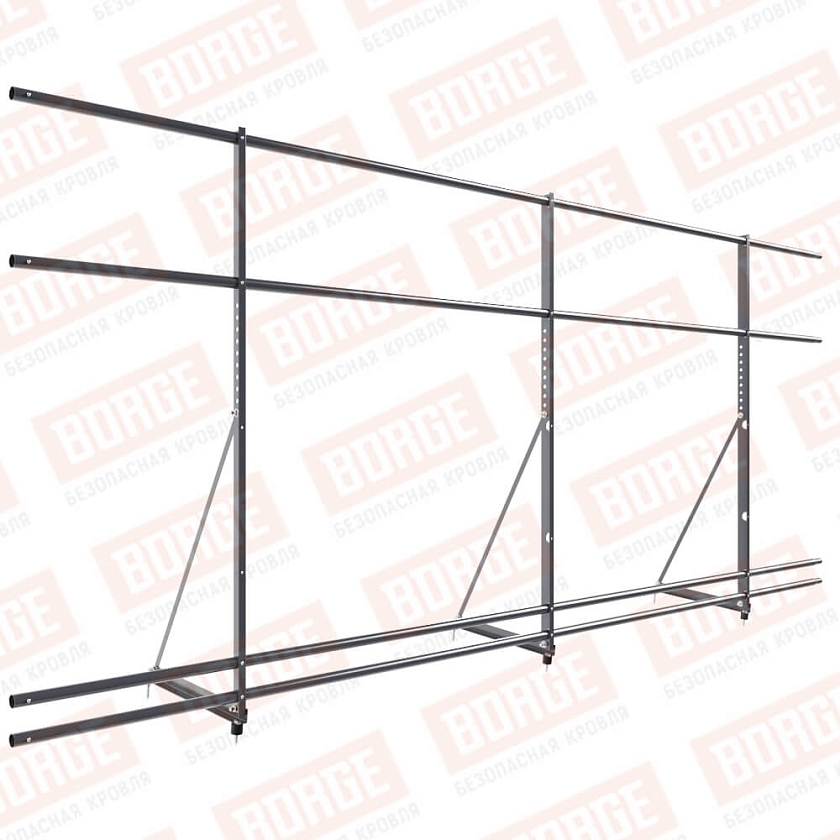 Ограждение декоративное NewLine H-120см, 3м, серый графит (RAL 7024), с двумя доп. трубами