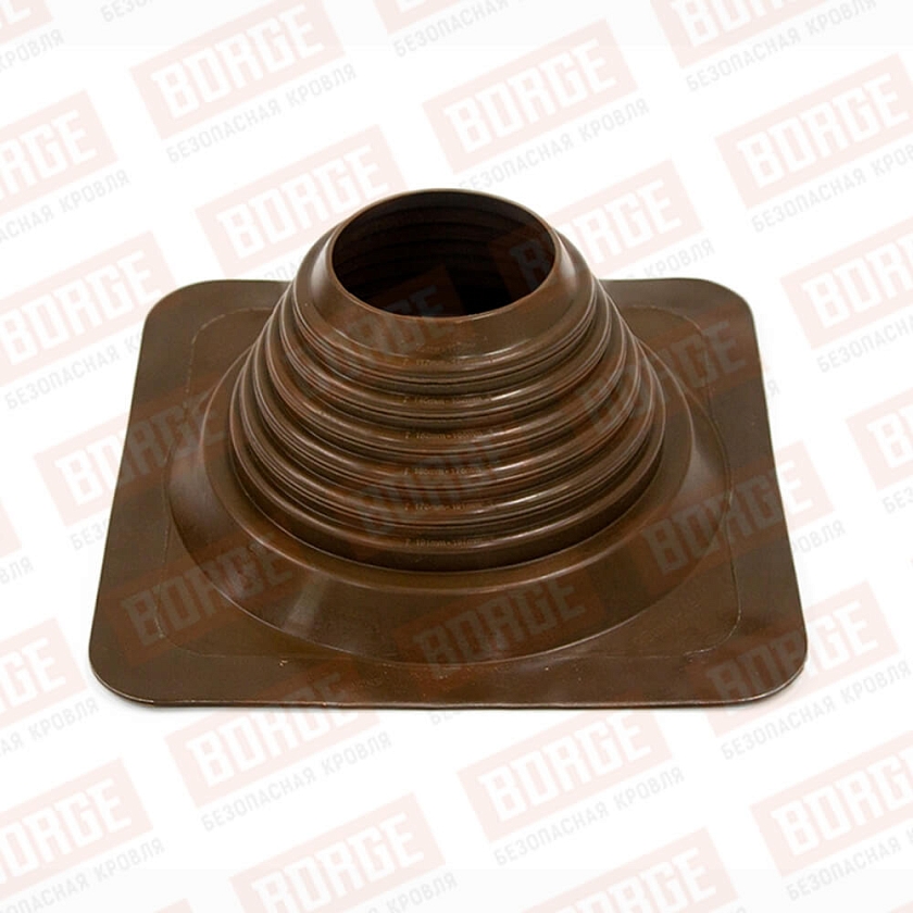 Проходка кровельная прямая №4 BORGE (d=95-197 275х275mm, RAL 8017 коричневый), силикон