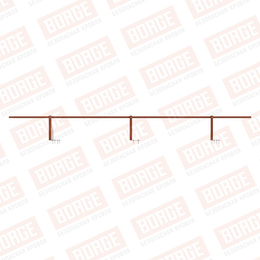 Ограждение плоских кровель Русский Рубеж Н-30, 3м, верхнее крепление, терракотовый (RAL 8004)