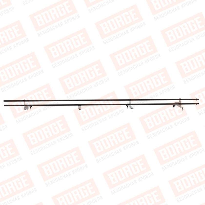 Снегозадержатель трубчатый BORGE 3м, 4 опоры, для МЧ с выс. ступ., серо-коричневый (RR 32), 400мм