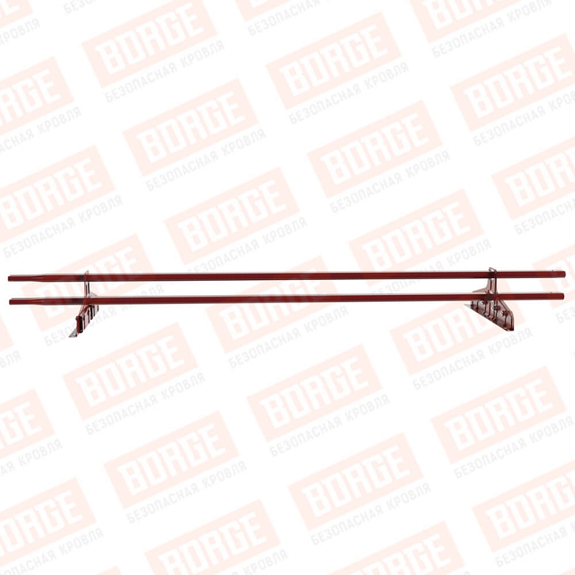 Снегозадержатель трубчатый Русский Рубеж 20х40мм, 1,5м, 2 опоры, для фальц. кровли, коричнево-красный (RAL 3011)