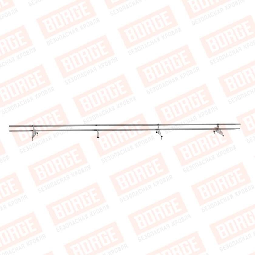 Снегозадержатель трубчатый Русский Рубеж 20х40мм, 3м, 4 опоры, сигнально-серый (RAL 7004)