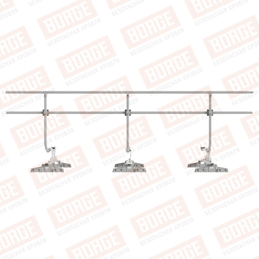 Ограждение кровельное BORGE H-90см, 3м, для параллельного фальца, бело-алюминиевый (RAL 9006)