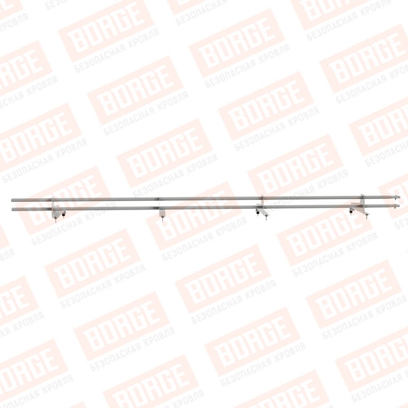 Снегозадержатель трубчатый Русский Рубеж 3м, 4 опоры, для МЧ с выс. ступенькой, бело-алюминиевый (RAL 9006), 350мм