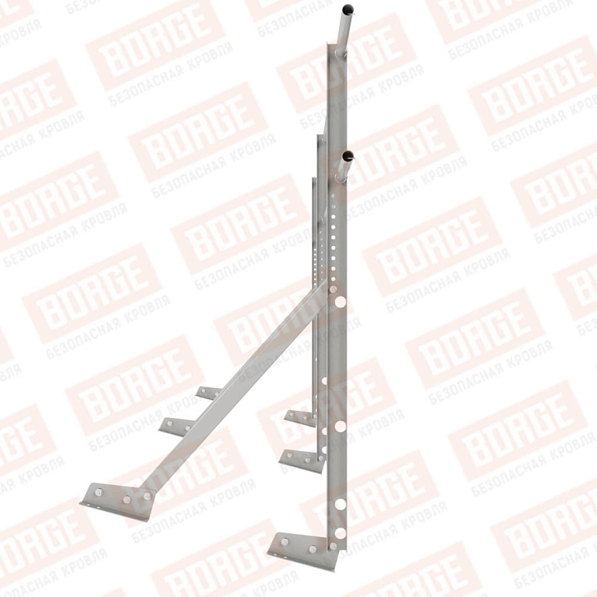 Ограждение кровельное Русский Рубеж H-120см, 3м, для фальцевой кровли, бело-алюминиевый (RAL 9006)