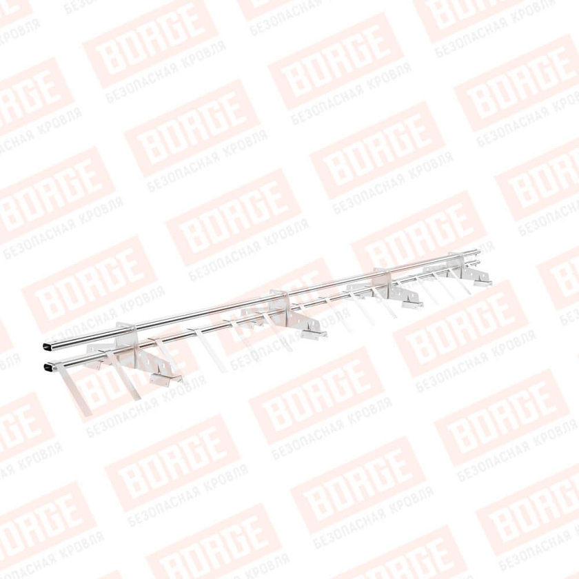 Снегозадержатель трубчатый BORGE 3м, 4 опоры, для профнастила Н-60, Н-75, цинк