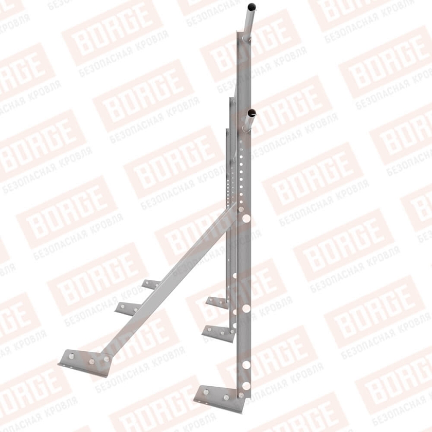 Ограждение кровельное Русский Рубеж H-120см, 3м, для фальцевой кровли, сигнально-серый (RAL 7004)