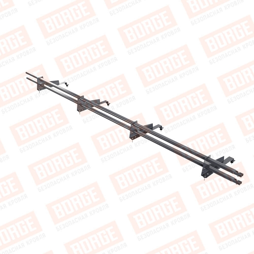 Снегозадержатель трубчатый BORGE 3м, 4 опоры, для МЧ с выс. ступ., серый графит (RAL 7024 matt), 400мм