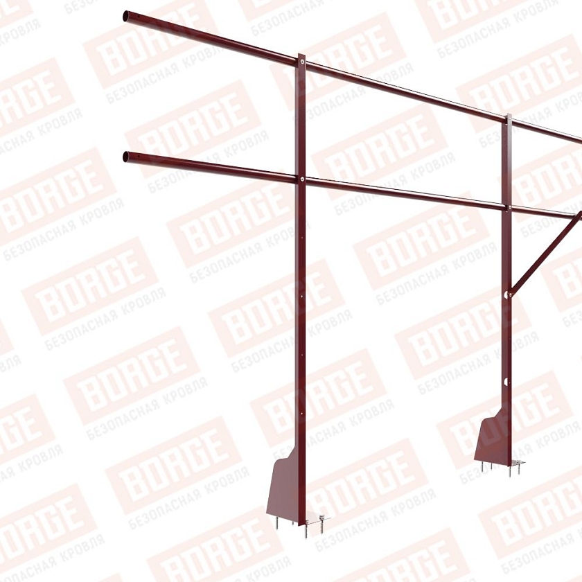 Ограждение плоских кровель Русский Рубеж Н-120, 3м, верхнее крепление, красное вино (RAL 3005)