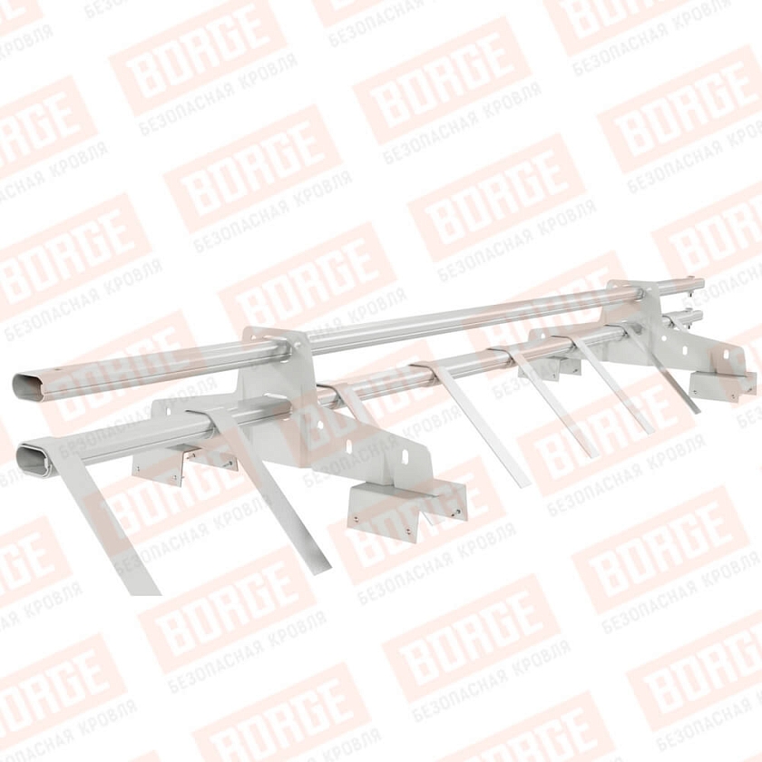 Снегозадержатель трубчатый BORGE 1,5м, 2 опоры, для профнастила Н-114, сигнально-белый (RAL 9003)