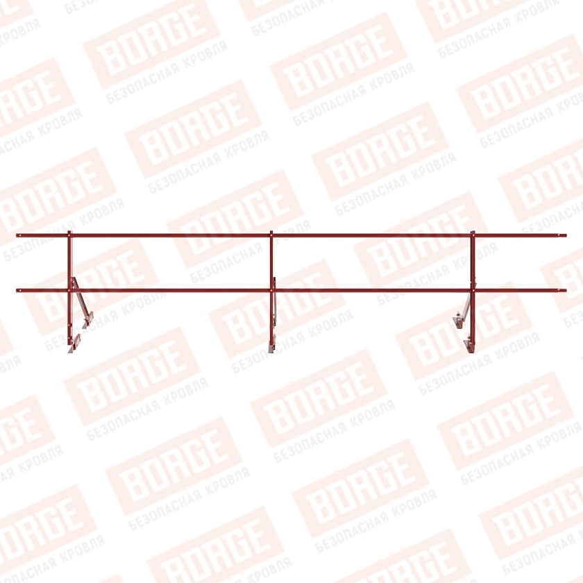 Ограждение кровельное Русский Рубеж H-60см, 3м, для фальцевой кровли, коричнево-красный (RAL 3011)