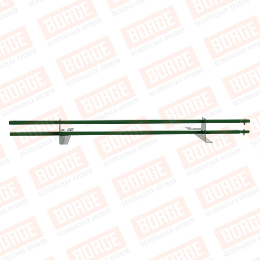 Снегозадержатель трубчатый BORGE 1,5м, 2 опоры, для гибкой черепицы,  лиственно-зеленый (RAL 6002)