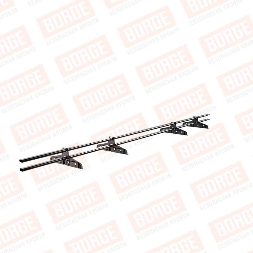 Снегозадержатель трубчатый Русский Рубеж 20х40мм, 3м, 4 опоры, для фальц. кровли, чёрный (RAL 9005)