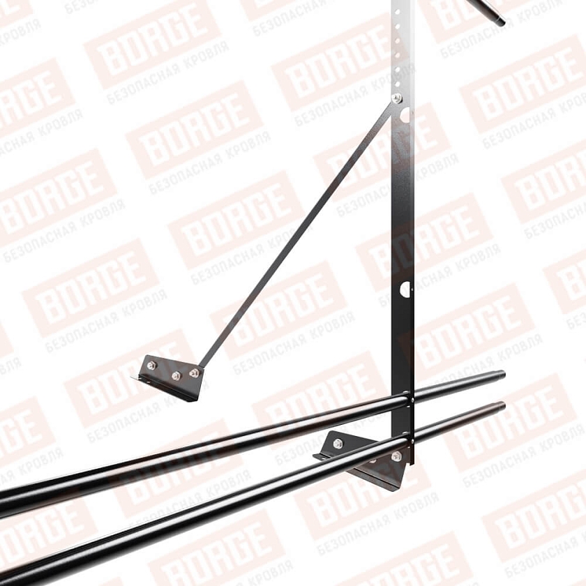 Ограждение декоративное NewLine H-120см, 3м, для фальц. кров., чёрный (RAL 9005), с двумя доп. трубами