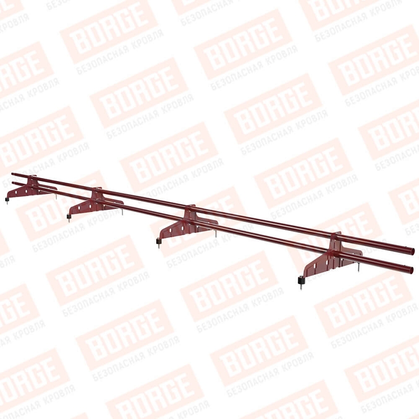 Снегозадержатель трубчатый Русский Рубеж D-25мм, 3м, 4 опоры, красное вино (RAL 3005)