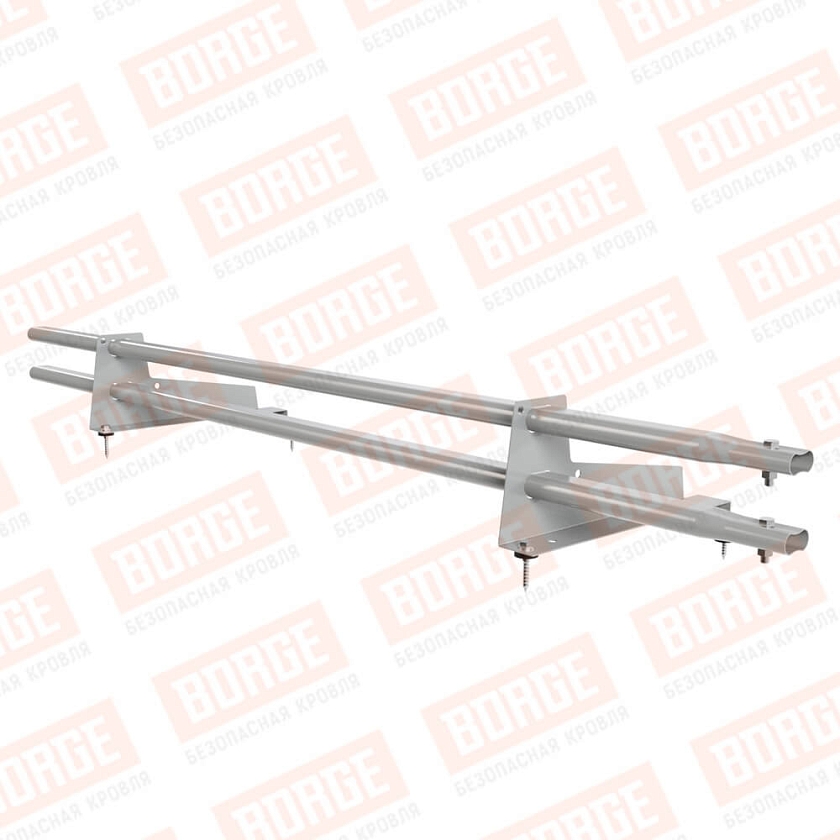 Снегозадержатель трубчатый Русский Рубеж 1,5м, 2 опоры, для МЧ с выс. ступ., бело-алюминиевый (RAL 9006), 350мм