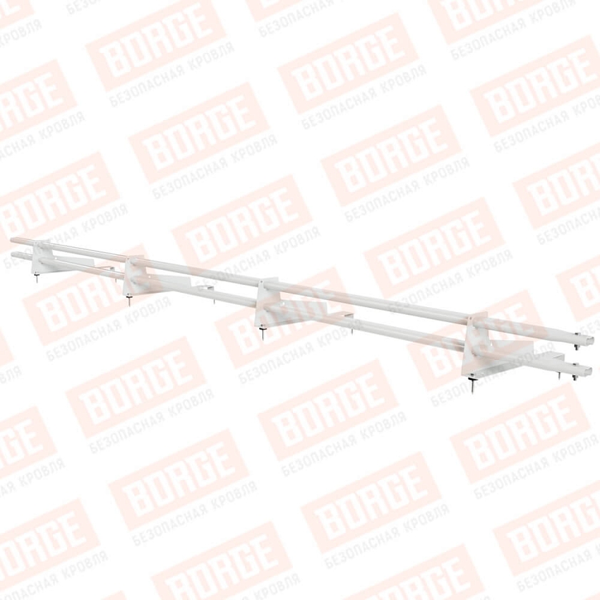 Снегозадержатель трубчатый Русский Рубеж 3м, 4 опоры, для МЧ с выс. ступенькой, сигнально-белый (RAL 9003), 400мм