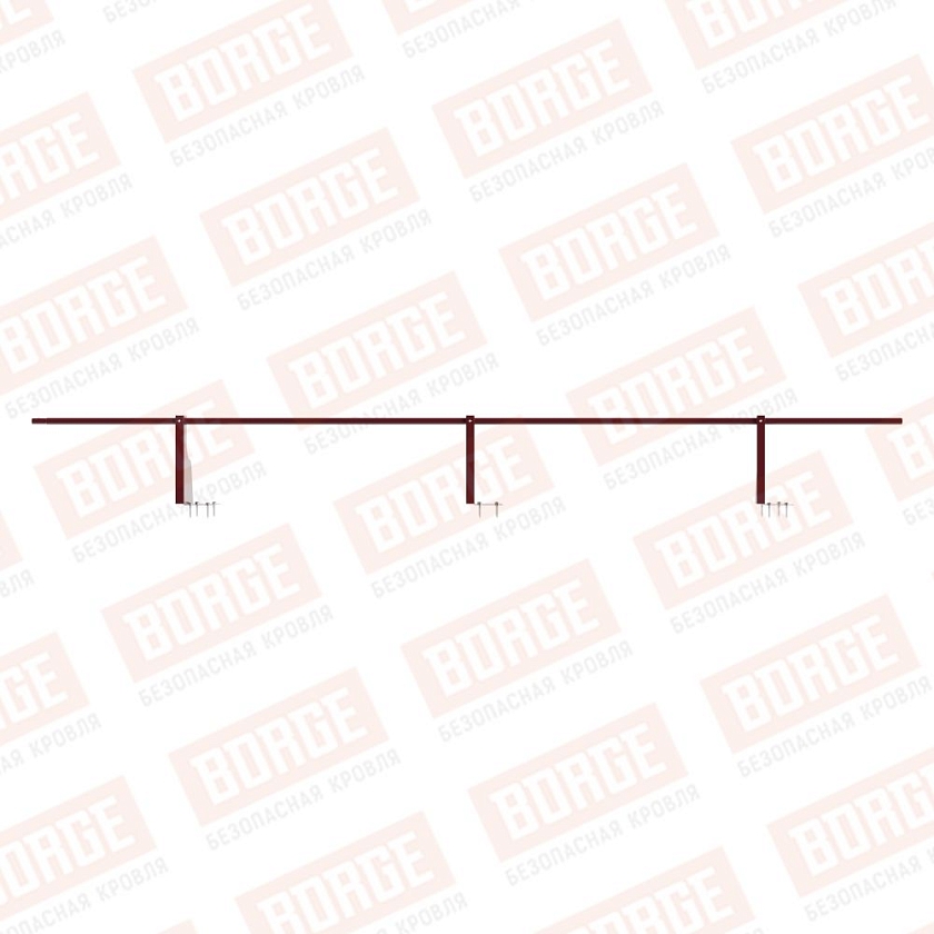 Ограждение плоских кровель Русский Рубеж Н-30, 3м, верхнее крепление, красное вино (RAL 3005)