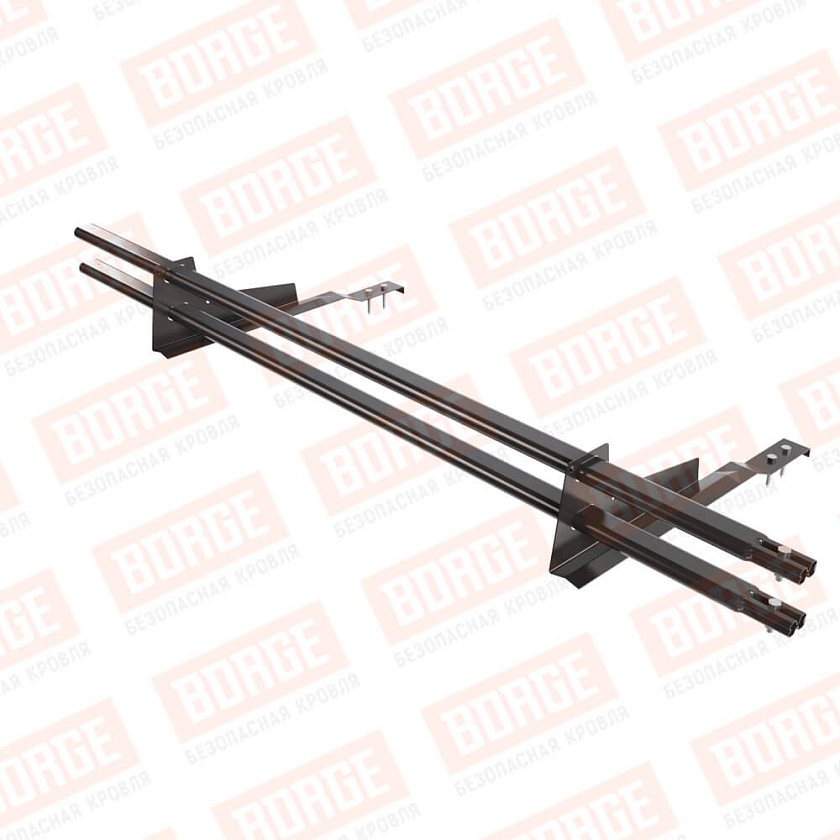 Снегозадержатель трубчатый BORGE 1,5м, 2 опоры, для черепичной кровли, серо-коричневый (RAL 8019)